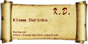 Klemm Darinka névjegykártya